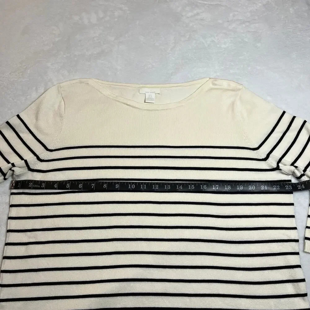 H&M Boat Neck Stripe Knit Top Size XL Stretch Coastal Nautical Preppy Casual - Picture 6 of 7